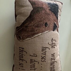 Brown Horse Accent Pillow with Script